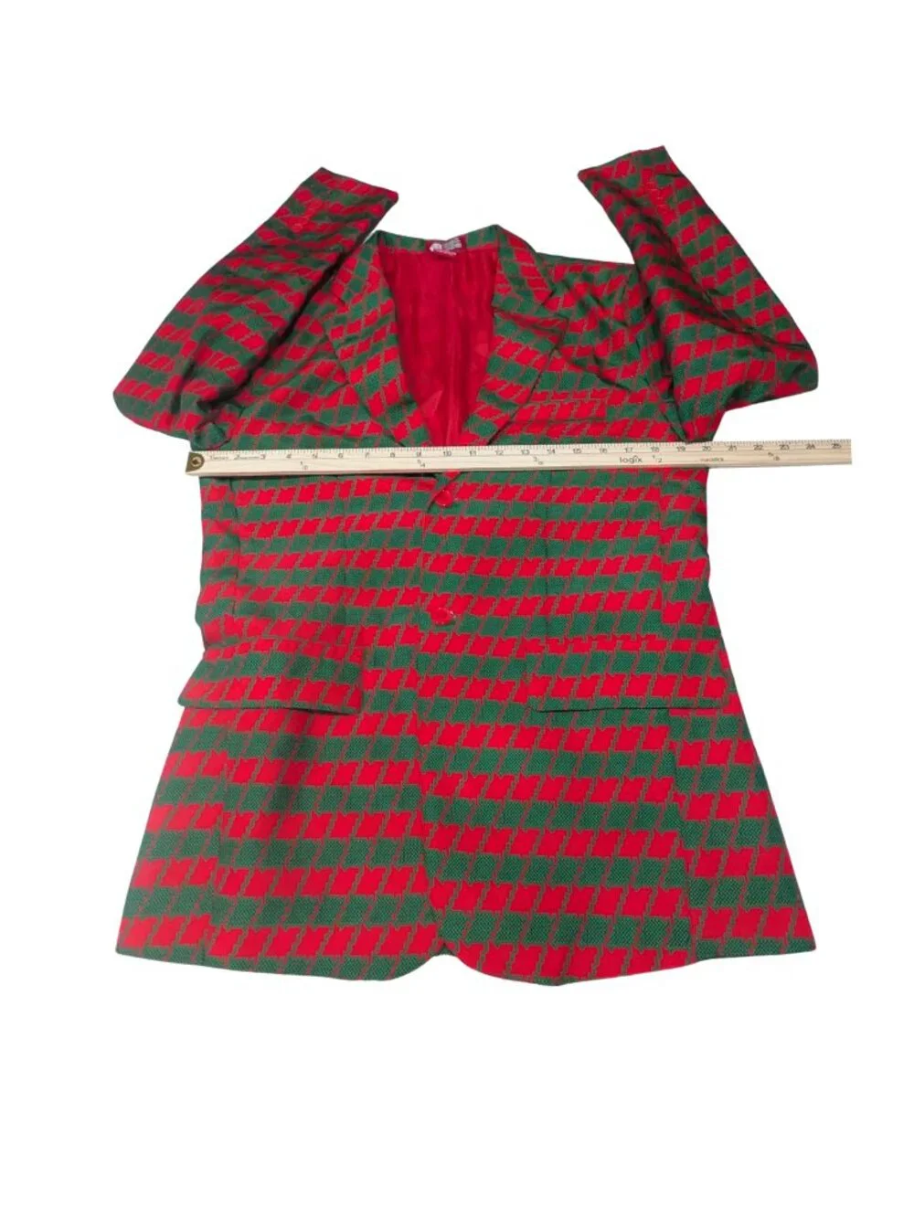 DEC 25th Men’s Christmas Blazer S Red Green Houndstooth Holiday Party